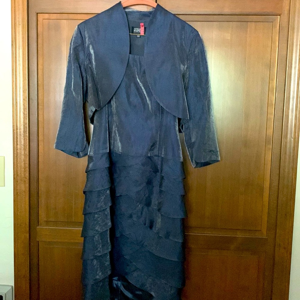 Pewter Ruffled Evening Dress w Jacket